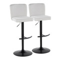 Henry Contemporary Adjustable Barstool with Swivel in Black Metal and White Fabric with Rounded T Footrest- Set of 2 — pair view