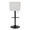Henry Contemporary Adjustable Barstool with Swivel in Black Metal and White Fabric with Rounded T Footrest- Set of 2 — back view