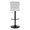 Henry Contemporary Adjustable Barstool with Swivel in Black Metal and White Fabric with Rounded T Footrest- Set of 2 — front view