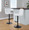Henry Contemporary Adjustable Barstool with Swivel in Black Metal and White Fabric with Rounded T Footrest- Set of 2 — lifestyle photo 2