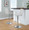 Henry table in Chrome Metal, Beige Fabric, featuring swivel and upholstered seat