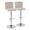 Henry table in Chrome Metal, Beige Fabric, coordinated set view, featuring swivel and upholstered seat