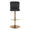 Henry table in Gold Metal, Black PU, front view, featuring swivel and adjustable height