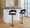 Jie table in Gold Metal, Black PU, featuring swivel and adjustable height