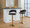 Jie table in Gold Metal, Black PU, featuring swivel and adjustable height