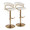 Jie table in Gold Metal, White PU, coordinated set view, featuring swivel and adjustable height