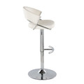 Jie table in Chrome Metal, White PU, side view, featuring swivel and adjustable height