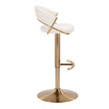 Jie table in Gold Metal, Cream Velvet, side view, featuring swivel and adjustable height