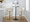 Jie table in Gold Metal, Cream Velvet, featuring swivel and adjustable height