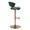 Jie Contemporary Adjustable Barstool with Swivel in Gold Metal and Green Velvet with Rounded T Footrest- Set of 2 — side view