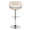Vintage Mod Mid-Century Modern Adjustable Barstool with Swivel in Chrome Metal, Walnut Wood and Cream Fabric with Rounded T Footrest — back view