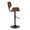 Lombardi Mid-Century Modern Adjustable Barstool with Swivel in Black Metal, Walnut Wood and Espresso Faux Leather with Straight T Footrest- Set of 2 — side view