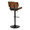 Lombardi Mid-Century Modern Adjustable Barstool with Swivel in Black Metal, Walnut Wood and Espresso Faux Leather with Straight T Footrest- Set of 2 — rear three-quarter view