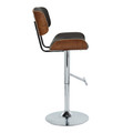 Lombardi table in Chrome Metal, Walnut Wood, Espresso PU, side view, featuring swivel and adjustable height