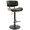 Lombardi Mid-Century Modern Adjustable Barstool with Swiviel in Black Metal, Walnut Wood and Black Faux Leather with Straight T Footrest- Set of 3 — product view