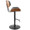 Lombardi Mid-Century Modern Adjustable Barstool with Swiviel in Black Metal, Walnut Wood and Black Faux Leather with Straight T Footrest- Set of 3 — side view