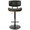 Lombardi Mid-Century Modern Adjustable Barstool with Swiviel in Black Metal, Walnut Wood and Black Faux Leather with Straight T Footrest- Set of 3 — front view