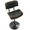 Lombardi Mid-Century Modern Adjustable Barstool with Swiviel in Black Metal, Walnut Wood and Black Faux Leather with Straight T Footrest- Set of 3 — lifestyle photo 1