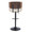 Lombardi Mid-Century Modern Adjustable Barstool with Swiviel in Black Metal, Walnut Wood and Cream Faux Leather with Straight T Footrest- Set of 3 — back view