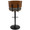 Lombardi Mid-Century Modern Adjustable Barstool with Swivel in Black Metal, Walnut Wood and Grey Faux Leather with Straight T Footrest- Set of 3 — back view