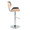 Lombardi Contemporary Adjustable Barstool with Swivel in Chrome Metal, Natural Wood and Black Faux Leather with Straight T Footrest- Set of 2 — side view