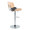 Lombardi Contemporary Adjustable Barstool with Swivel in Chrome Metal, Natural Wood and Black Faux Leather with Straight T Footrest- Set of 2 — rear three-quarter view