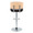 Lombardi Contemporary Adjustable Barstool with Swivel in Chrome Metal, Natural Wood and Black Faux Leather with Straight T Footrest- Set of 2 — back view