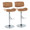 Lombardi Contemporary Adjustable Barstool with Swivel in Chrome Metal, Natural Wood and Camel Faux Leather with Straight T Footrest- Set of 2 — pair view