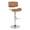 Lombardi Contemporary Adjustable Barstool with Swivel in Chrome Metal, Natural Wood and Camel Faux Leather with Straight T Footrest- Set of 2 — product view
