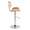 Lombardi Contemporary Adjustable Barstool with Swivel in Chrome Metal, Natural Wood and Camel Faux Leather with Straight T Footrest- Set of 2 — side view