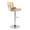 Lombardi Contemporary Adjustable Barstool with Swivel in Chrome Metal, Natural Wood and Camel Faux Leather with Straight T Footrest- Set of 2 — rear three-quarter view