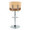 Lombardi Contemporary Adjustable Barstool with Swivel in Chrome Metal, Natural Wood and Camel Faux Leather with Straight T Footrest- Set of 2 — back view