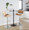Lombardi Contemporary Adjustable Barstool with Swivel in Chrome Metal, Natural Wood and Camel Faux Leather with Straight T Footrest- Set of 2 — lifestyle photo 3