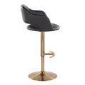 Margarite table in Gold Metal, Black Pu, side view, featuring swivel and adjustable height