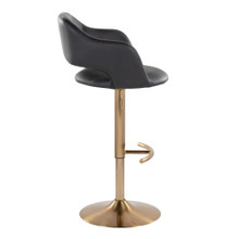 Margarite table in Gold Metal, Black Pu, side view, featuring swivel and adjustable height