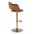 Margarite table in Gold Metal, Brown Pu, side view, featuring swivel and adjustable height