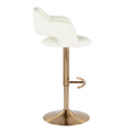 Margarite table in Gold Metal, Cream Pu, side view, featuring swivel and adjustable height