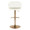 Margarite Contemporary Adjustable Barstool with Swivel in Gold Metal and Cream Faux Leather with Rounded T Footrest- Set of 2 — back view