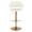 Margarite Contemporary Adjustable Barstool with Swivel in Gold Metal and Cream Faux Leather with Rounded T Footrest- Set of 2 — front view