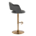 Margarite table in Gold Metal, Grey Pu, side view, featuring swivel and adjustable height