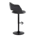 Margarite table in Black Metal, Black PU, side view, featuring swivel and adjustable height