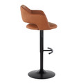 Margarite table in Black Metal, Brown PU, side view, featuring swivel and adjustable height