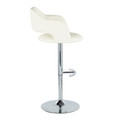 Margarite table in Chrome Metal, Cream PU, side view, featuring swivel and adjustable height