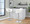 Margarite table in Chrome Metal, Cream PU, featuring swivel and adjustable height