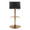 Mara Contemporary Adjustable Barstool with Swivel in Gold Metal and Black Faux Leather with Rounded T Footrest- Set of 2 — back view