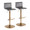 Mara Contemporary Adjustable Barstool with Swivel in Gold Metal and Grey Faux Leather with Rounded T Footrest- Set of 2 — pair view