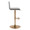 Mara Contemporary Adjustable Barstool with Swivel in Gold Metal and Grey Faux Leather with Rounded T Footrest- Set of 2 — side view