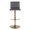 Mara Contemporary Adjustable Barstool with Swivel in Gold Metal and Grey Faux Leather with Rounded T Footrest- Set of 2 — front view