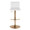 Mara table in Gold Metal, White PU, front view, featuring swivel and adjustable height