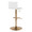 Mara Contemporary Adjustable Barstool with Swivel in Gold Metal and White Faux Leather with Rounded T Footrest- Set of 2 — rear three-quarter view